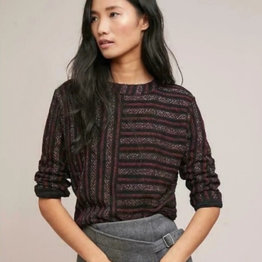 Anthropologie Akemi & Kin Celeste Metallic Striped Sweater - Medium, Women’s